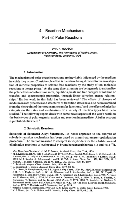 Chapter 4. Reaction mechanisms. Part (ii) Polar reactions
