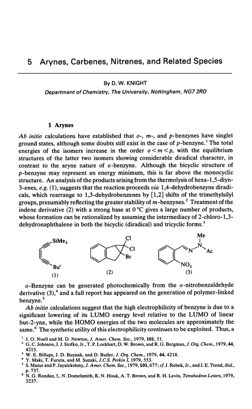Chapter 5. Arynes, carbenes, nitrenes, and related species
