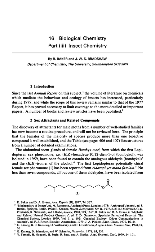 Chapter 16. Biological chemistry. Part (iii) Insect chemistry