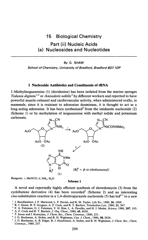 Chapter 15. Biological chemistry. Part (ii) Nucleic acids. (a