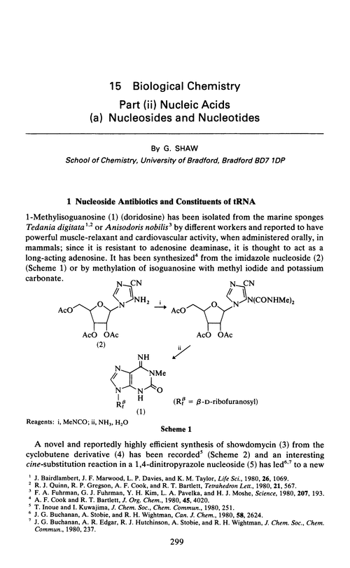 Chapter 15. Biological chemistry. Part (ii) Nucleic acids. (a) Nucleosides and nucleotides