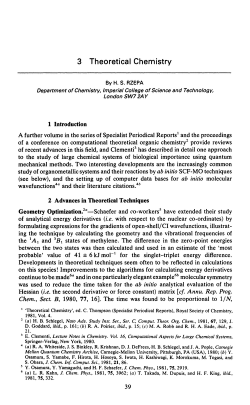 Chapter 3. Theoretical chemistry