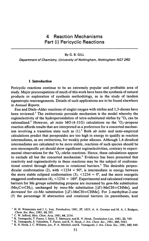 Chapter 4. Reaction mechanisms. Part (i) Pericyclic reactions