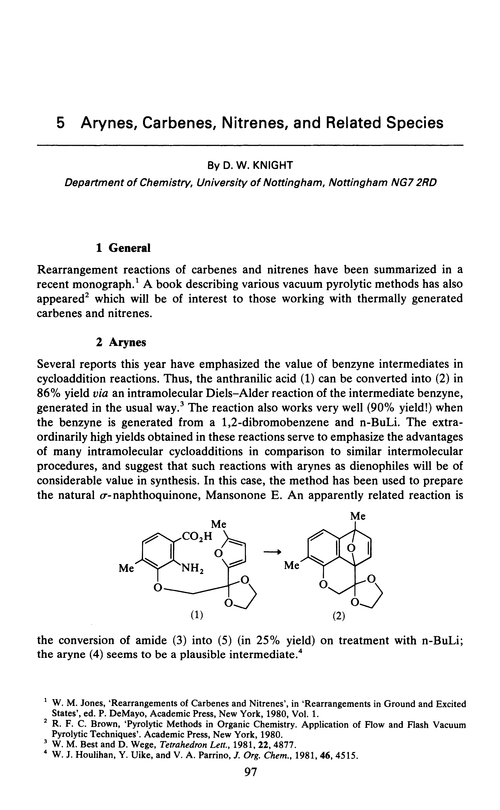Chapter 5. Arynes, carbenes, nitrenes, and related species
