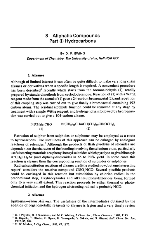 Chapter 8. Aliphatic compounds. Part (i) Hydrocarbons