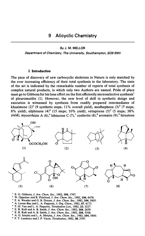 Chapter 9. Alicyclic chemistry