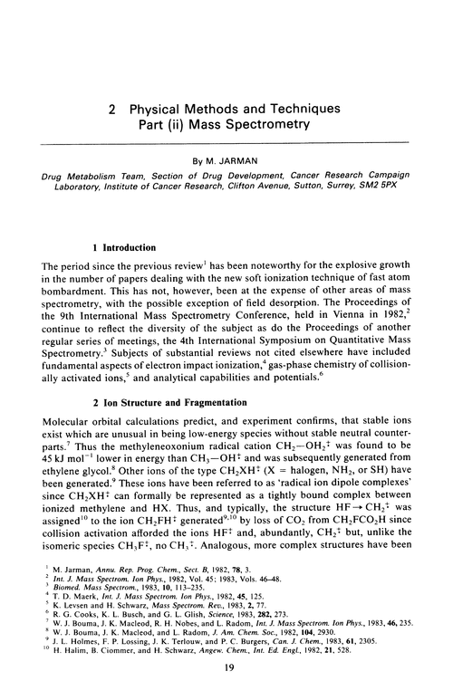 Chapter 2. Physical methods and techniques. Part (ii) mass spectrometry