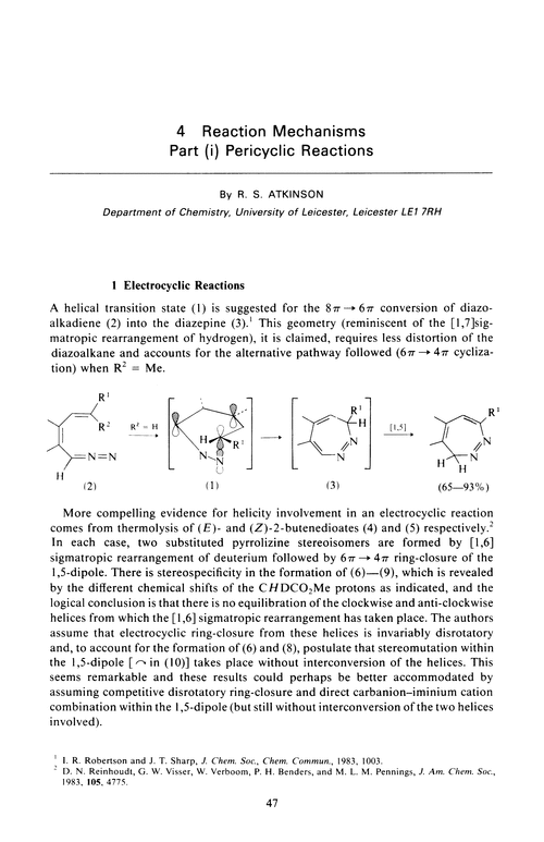 Chapter 4. Reaction mechanisms. Part (i) Pericyclic reactions