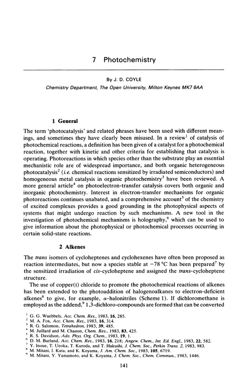 Chapter 7. Photochemistry