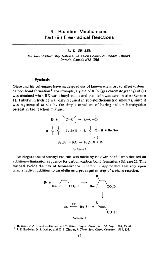 Chapter 4. Reaction mechanisms. Part (iii) Free-radical reactions