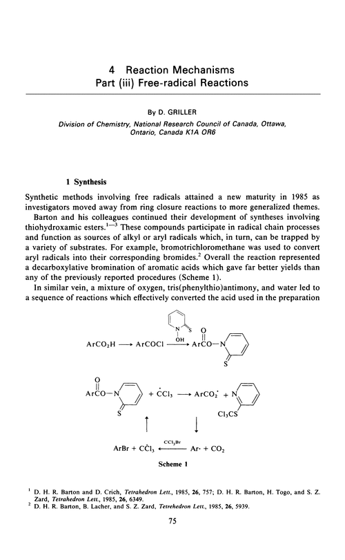 Chapter 4. Reaction mechanisms. Part (iii) Free-radical reactions