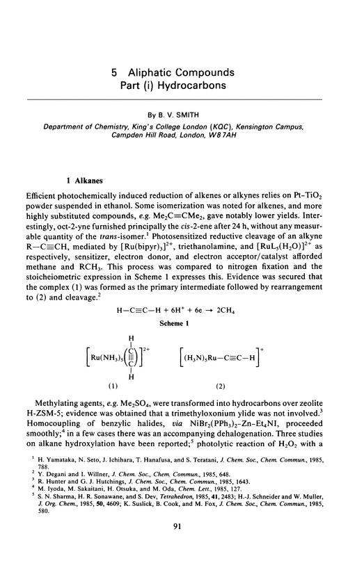 Chapter 5. Aliphatic compounds. Part (i) Hydrocarbons