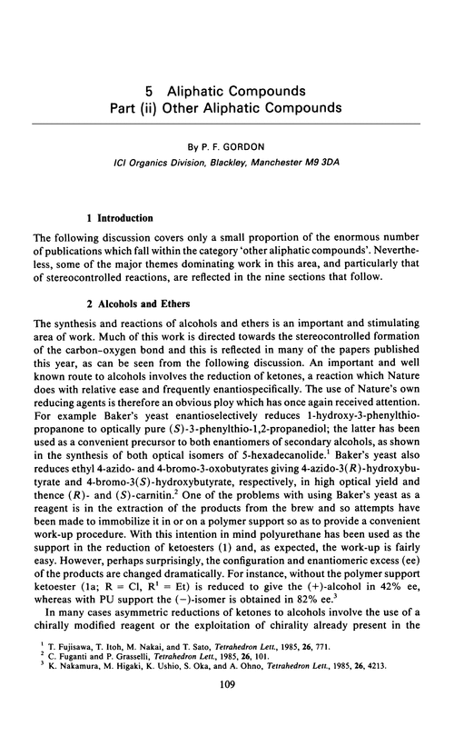 Chapter 5. Aliphatic compounds. Part (ii) Other aliphatic compounds