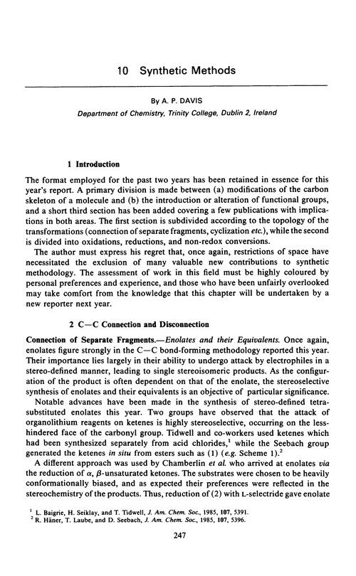 Chapter 10. Synthetic methods