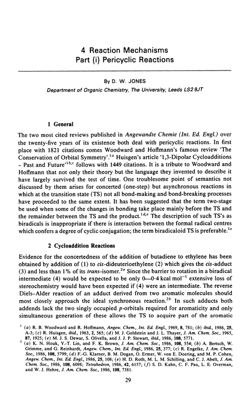 Chapter 4. Reaction mechanisms. Part (i) Pericyclic reactions