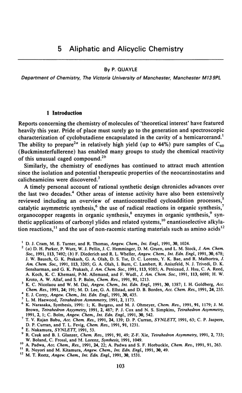 Chapter 5. Aliphatic and alicyclic chemistry