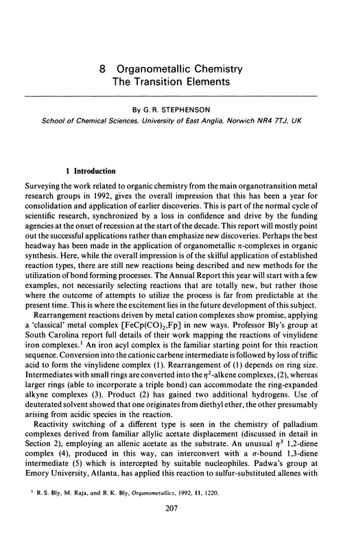 Chapter 8. Organometallic chemistry the transition elements