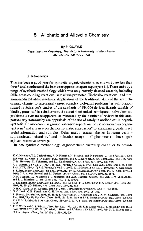 Chapter 5. Aliphatic and alicyclic chemistry