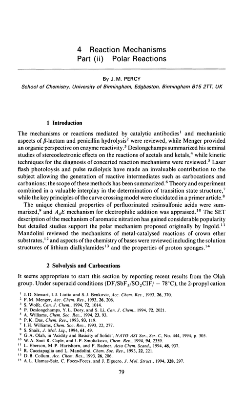 Chapter 4. Reaction mechanisms. Part (ii) Polar reactions