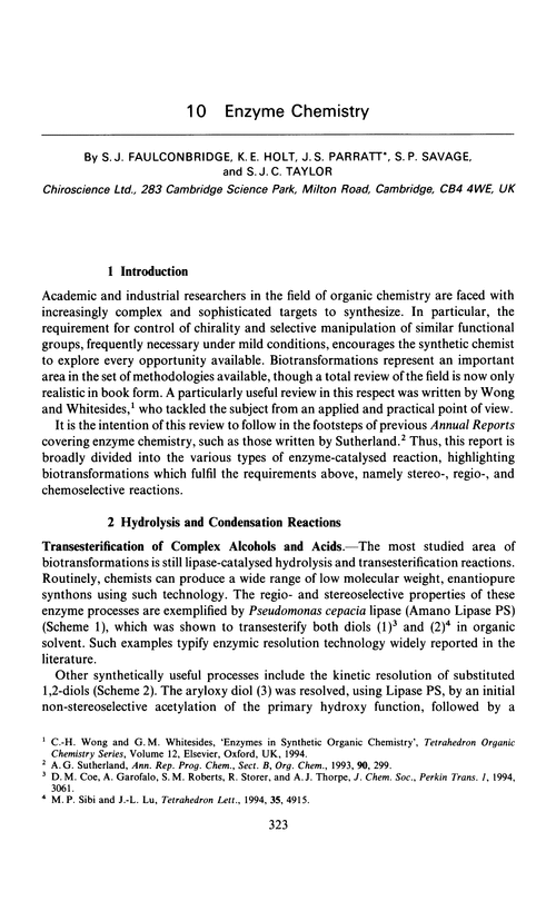Chapter 10. Enzyme chemistry