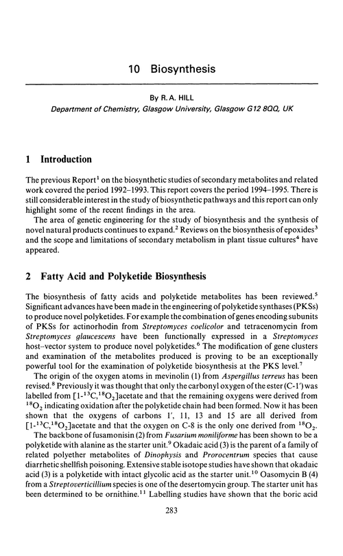 Chapter 10. Biosynthesis