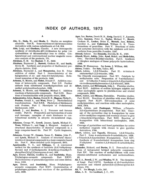 Index of authors, 1973