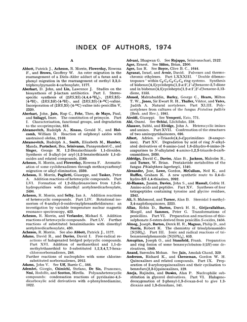 Index of authors, 1974