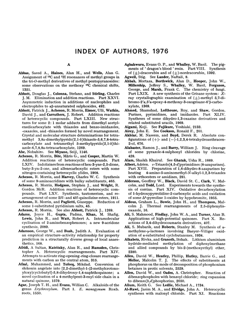 Index of authors, 1976