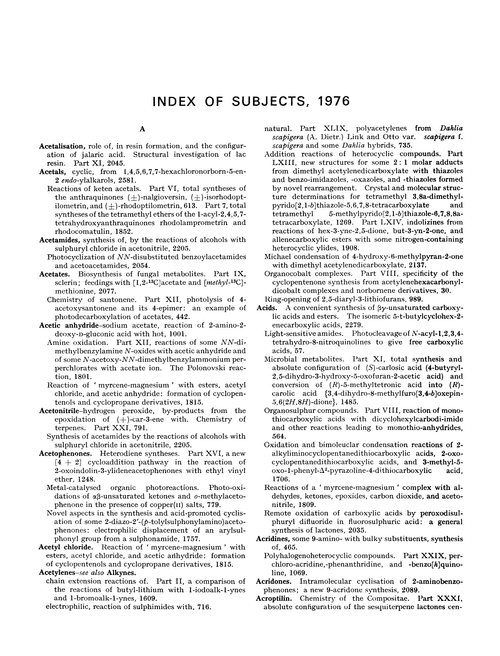 Index of subjects, 1976