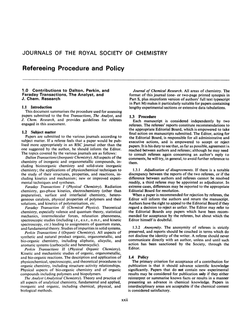 Refereeing procedure and policy