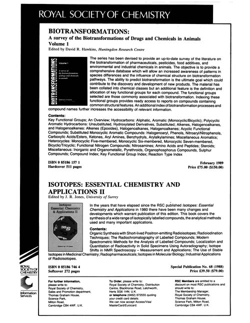 Back cover Journal of the Chemical Society, Perkin Transactions 1