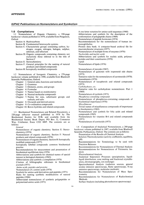IUPAC publications on nomenclature and symbolism