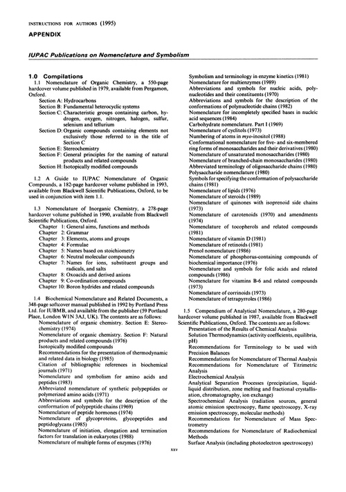 IUPAC publications on nomenclature and symbolism