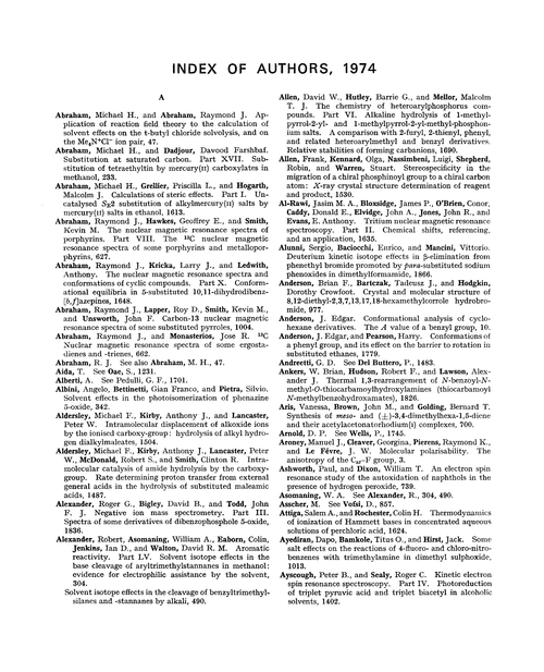Index of authors, 1974