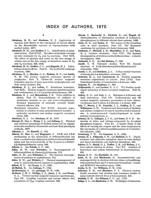 Index of authors, 1975