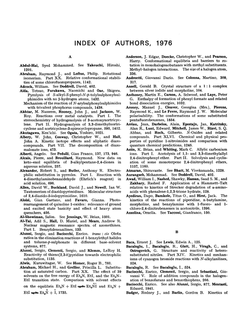 Index of authors, 1976