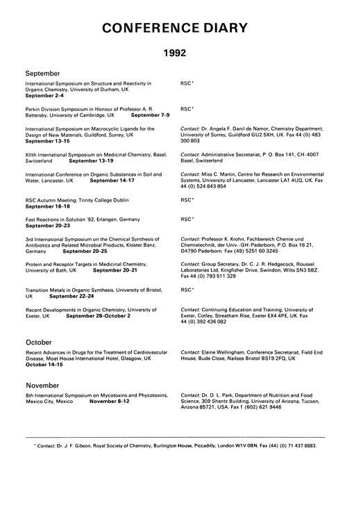 Conference diary