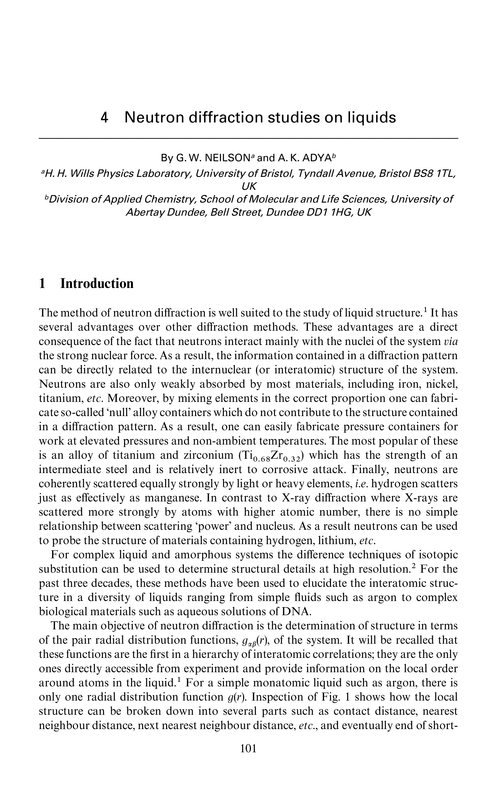 Chapter 4. Neutron diffraction studies on liquids