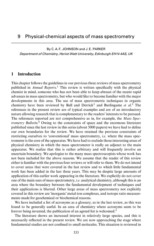 Chapter 9. Physical-chemistry aspects of mass spectrometry