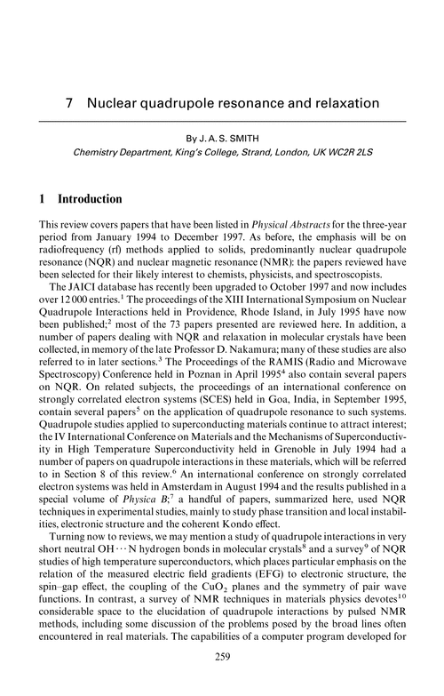 Chapter 7. Nuclear quadrupole resonance and relaxation