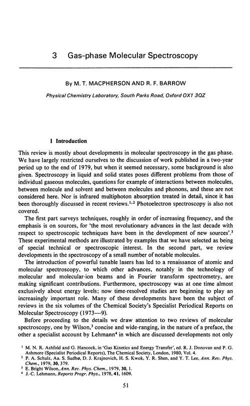 Chapter 3. Gasphase molecular spectroscopy Annual Reports Section "C