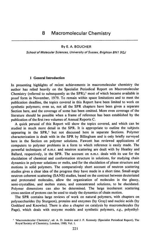 Chapter 8. Macromolecular chemistry