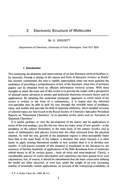 Chapter 2. Electronic structure of molecules