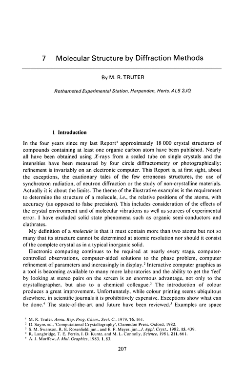 Chapter 7. Molecular structure by diffraction methods