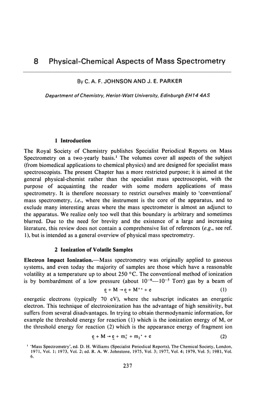 Chapter 8. Physical-chemical aspects of mass spectrometry