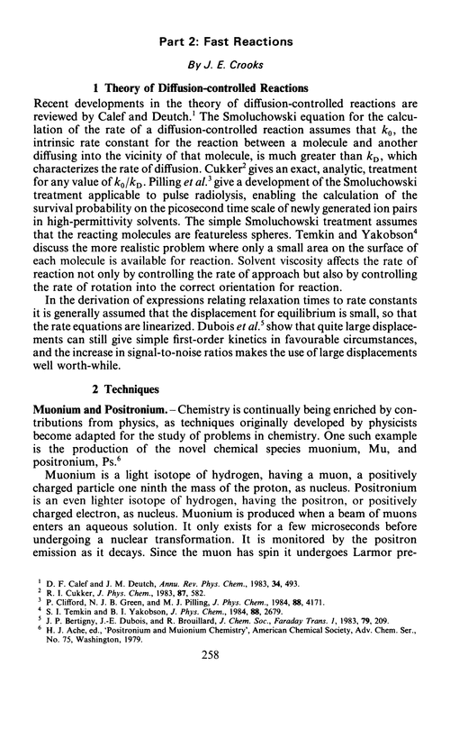 Chapter 8. Kinetics of reactions in solution. Part 2: Fast reactions