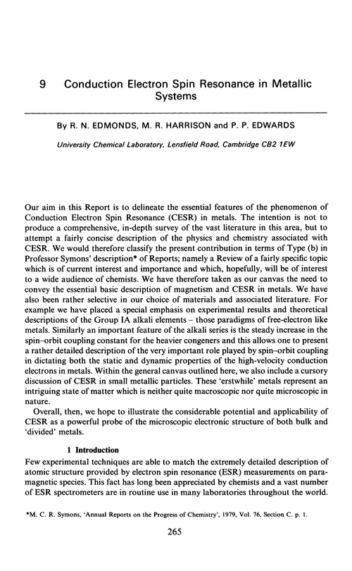 Chapter 9. Conduction electron spin resonance in metallic systems