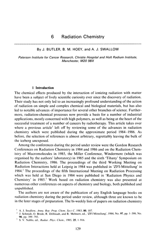 Chapter 6. Radiation chemistry