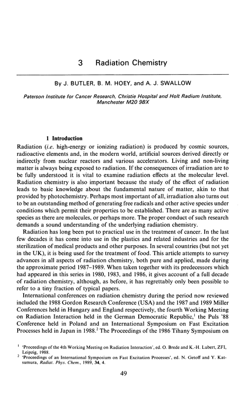 Chapter 3. Radiation chemistry