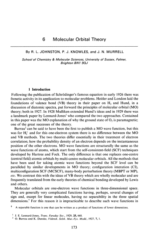 Chapter 6. Molecular orbital theory